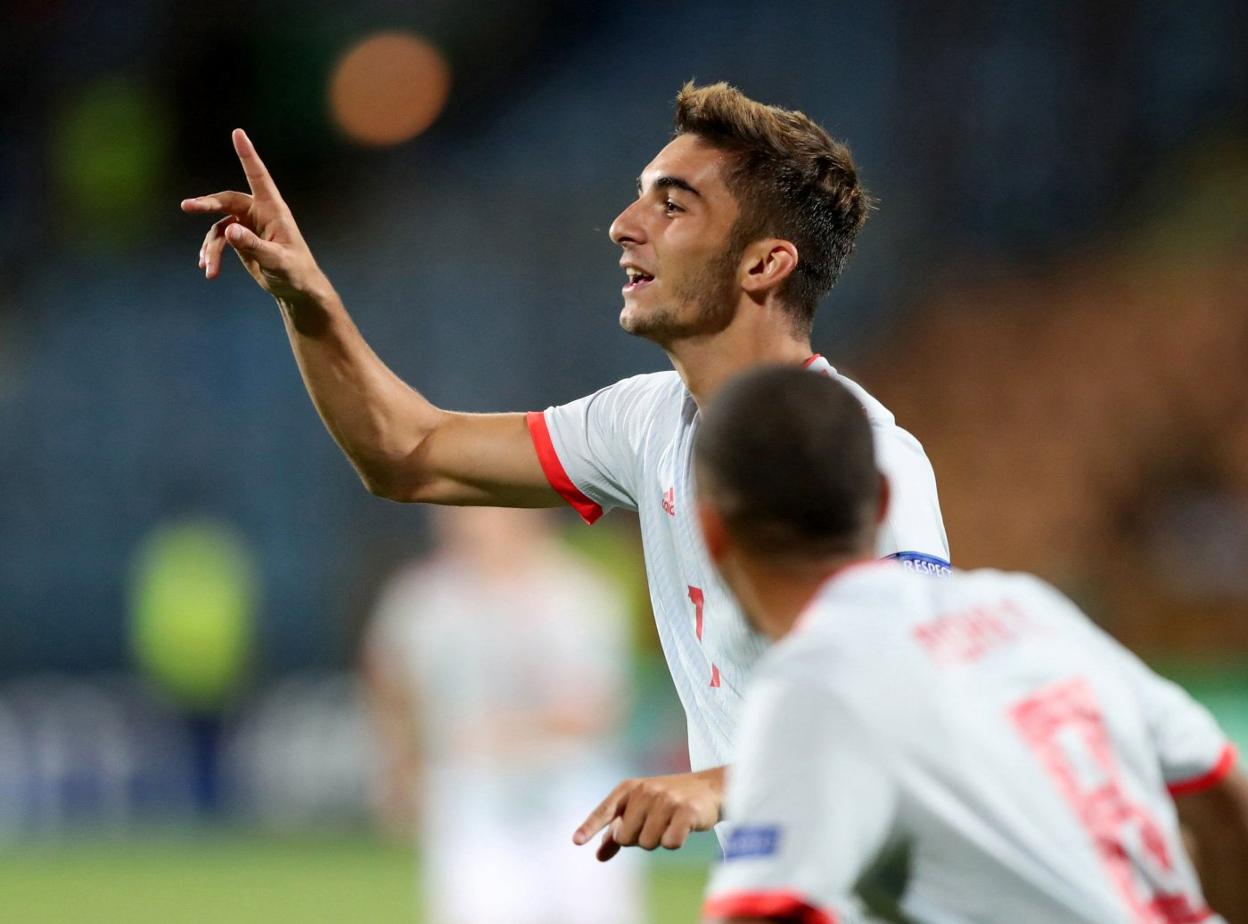 Ferran celebra un gol durante el Europeo Sub-19. 