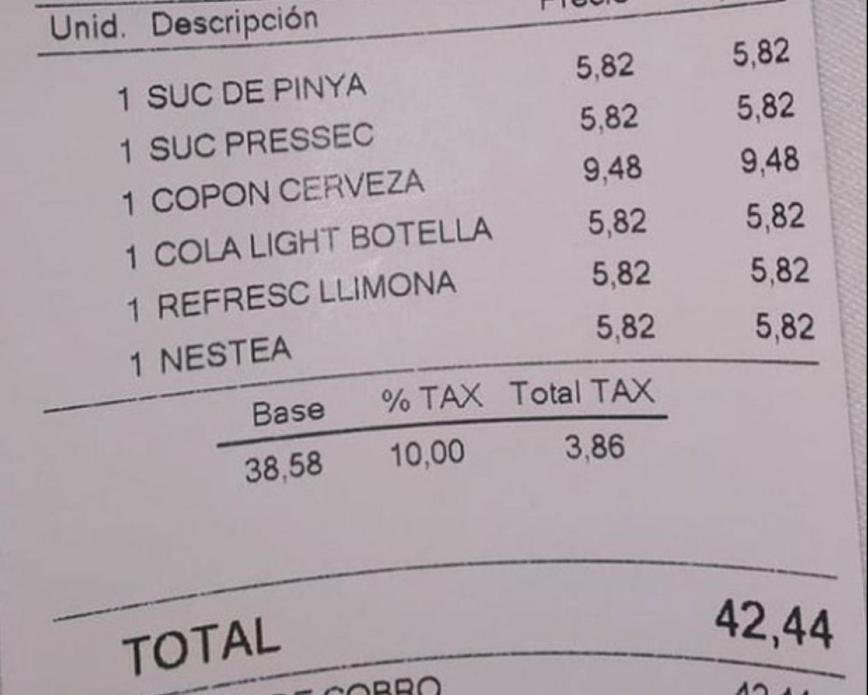 Sablazo en el centro de Barcelona: 43 euros por cinco refrescos y una cerveza