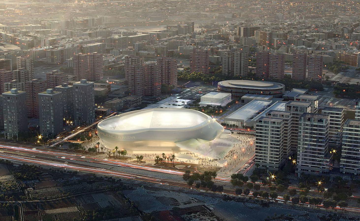 La empresa de arquitectura HOK se encargará de la edificación del nuevo Valencia Arena, que acogerá multitud de eventos y actividades, como los partidos del Valencia Basket. Esta empresa destaca por la construcción y remodelación de pabellones deportivos (entre otros proyectos) en Estados Unidos. Los proyectos de HOK se caracterizan por la innovación en sus edificaciones y el gran tamaño de estas. 