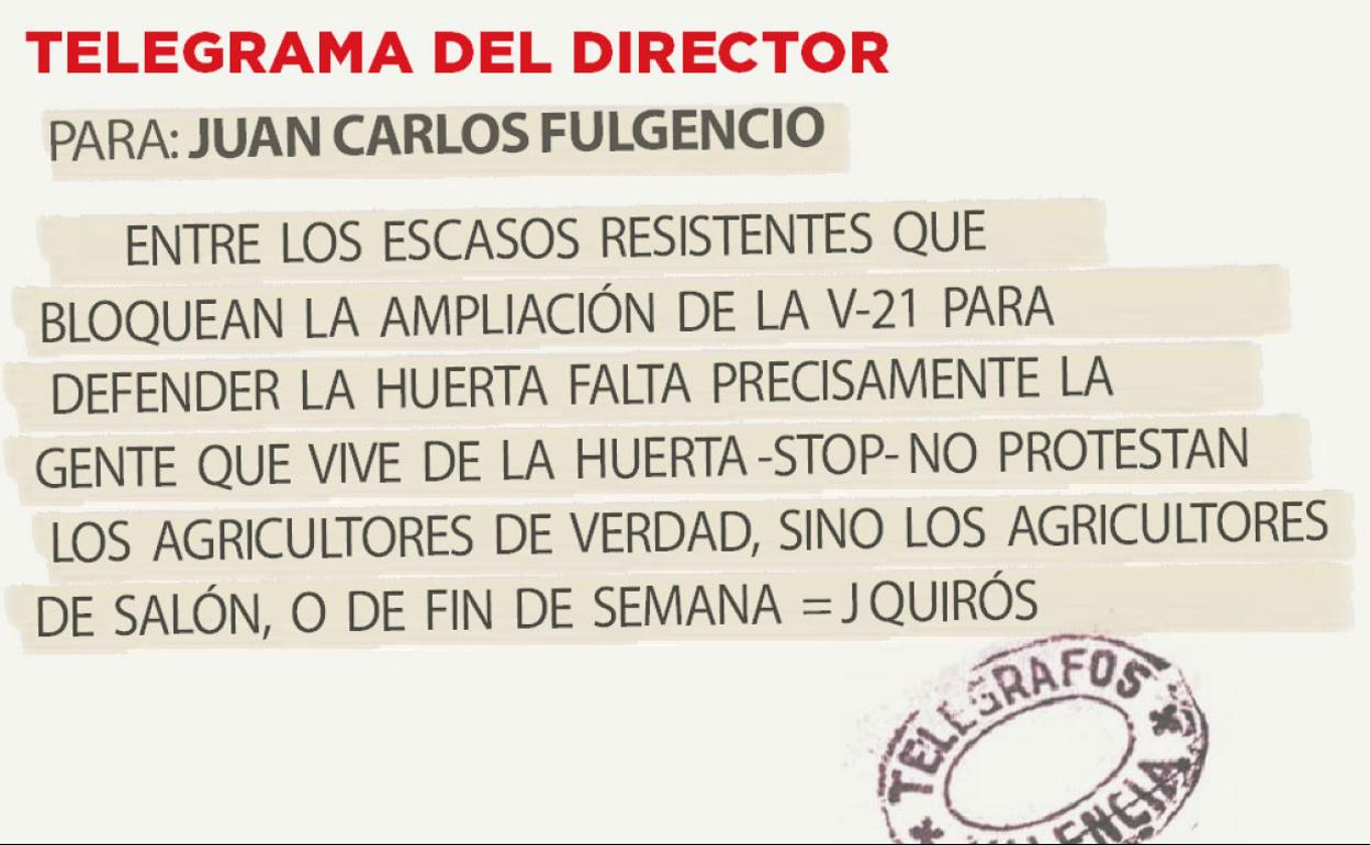 Telegrama para Juan Carlos Fulgencio