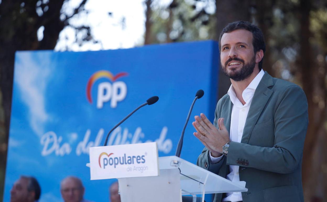 Casado, el domingo en Zaragoza, en el acto por el Día del Afiliado del PP de Aragón. 