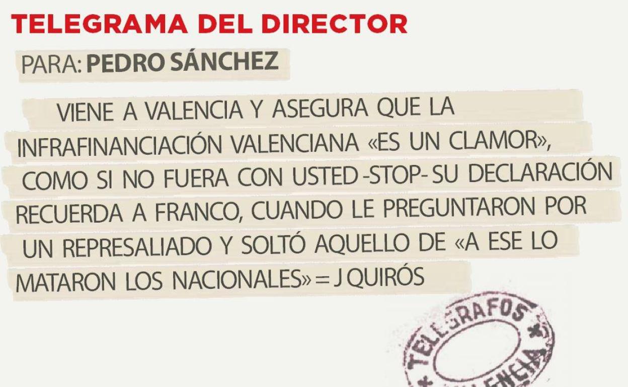 Telegrama para Pedro Sánchez