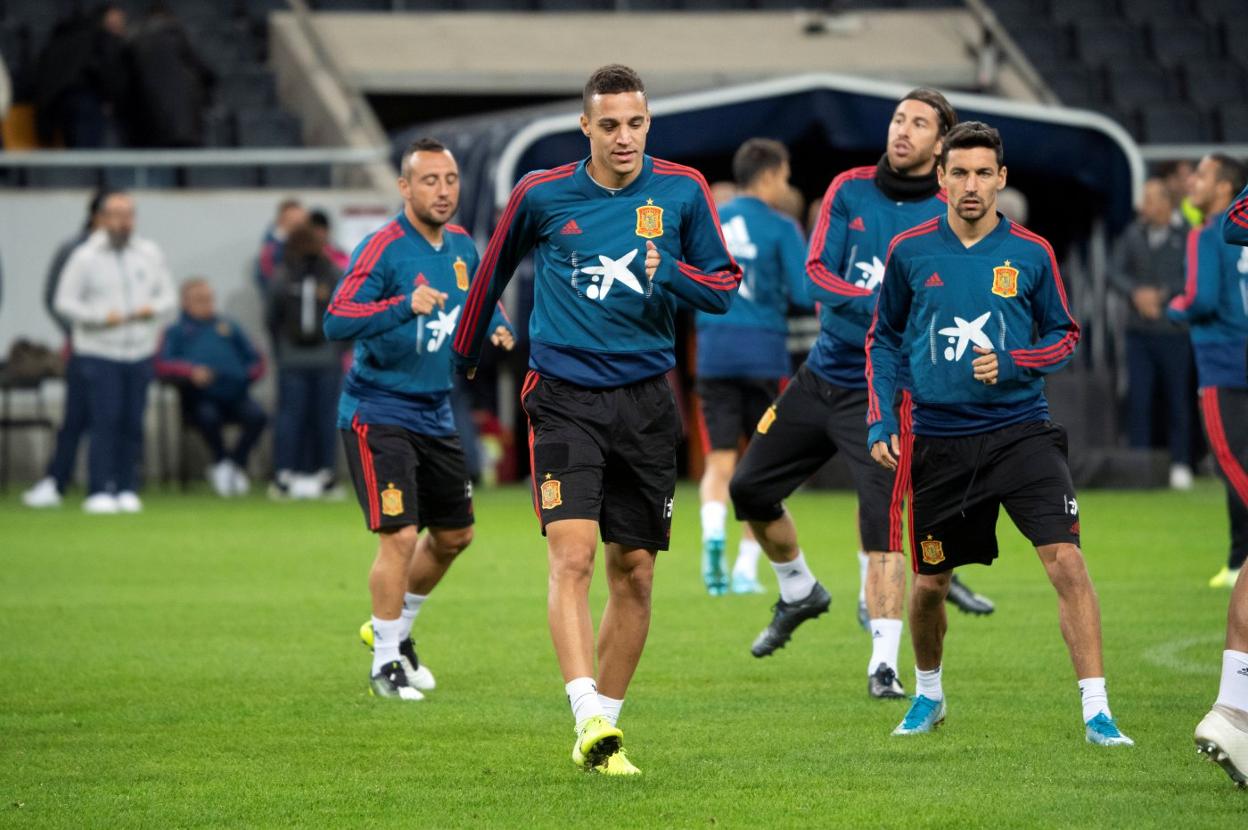 Rodrigo, en el entrenamiento de la selección. 