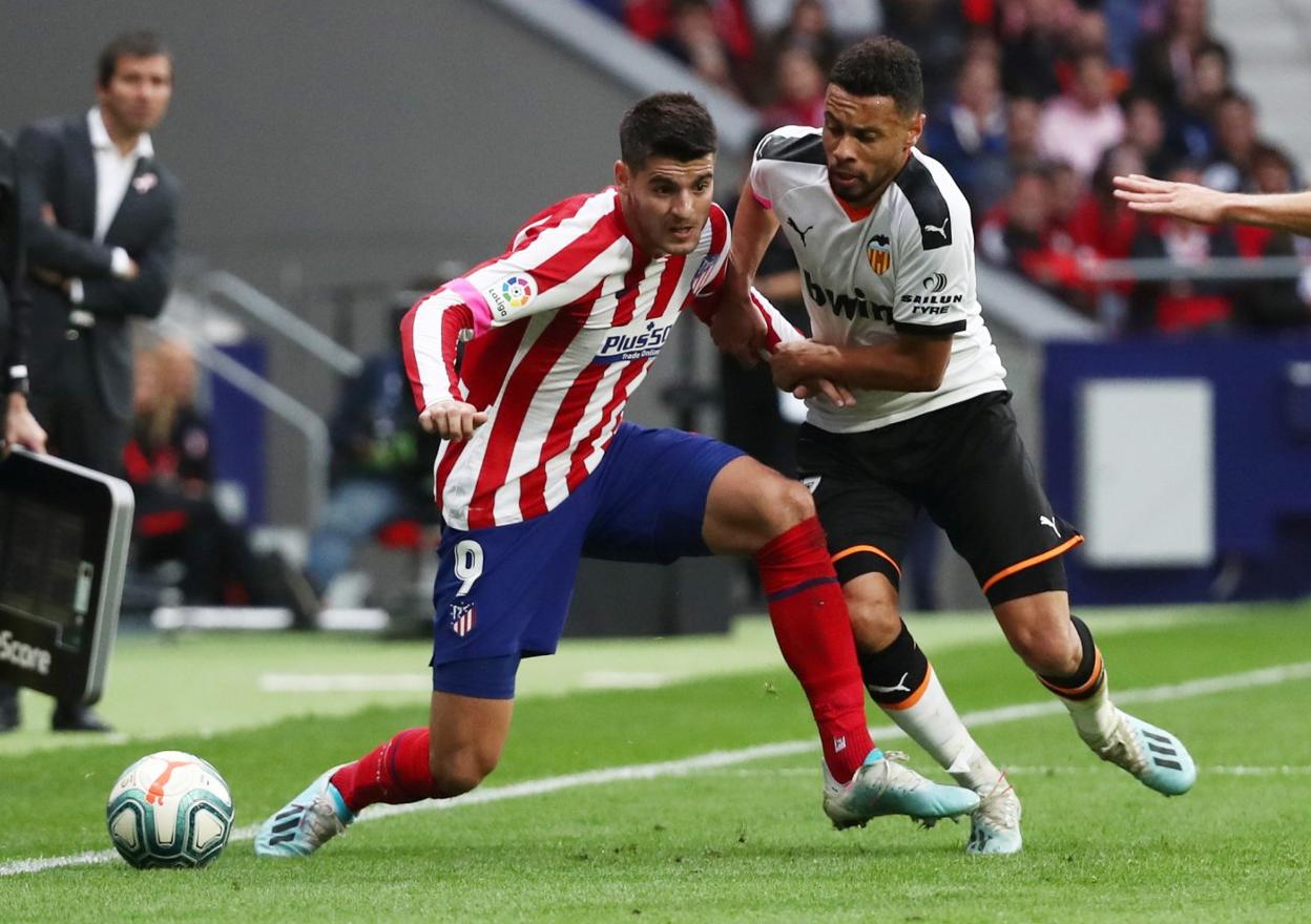 Morata y Coquelin, en el Wanda Metropolitano. 