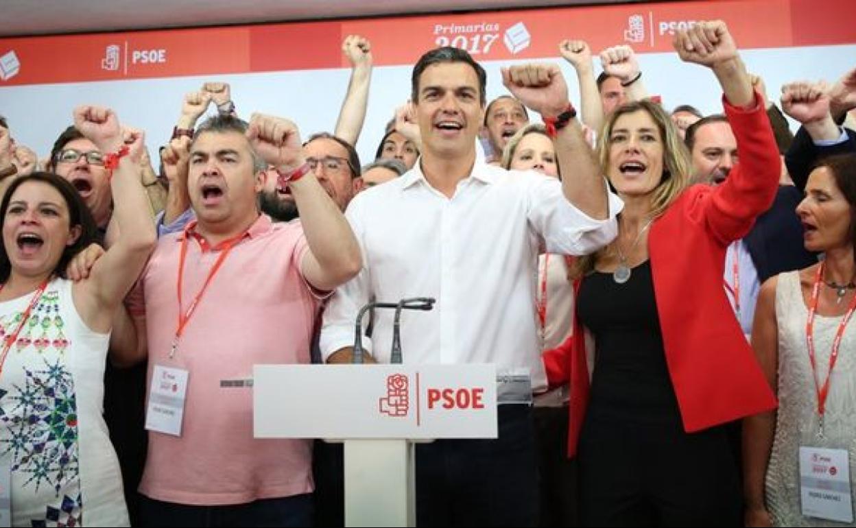 Pedro Sánchez tras ganar las primarias del PSOE.