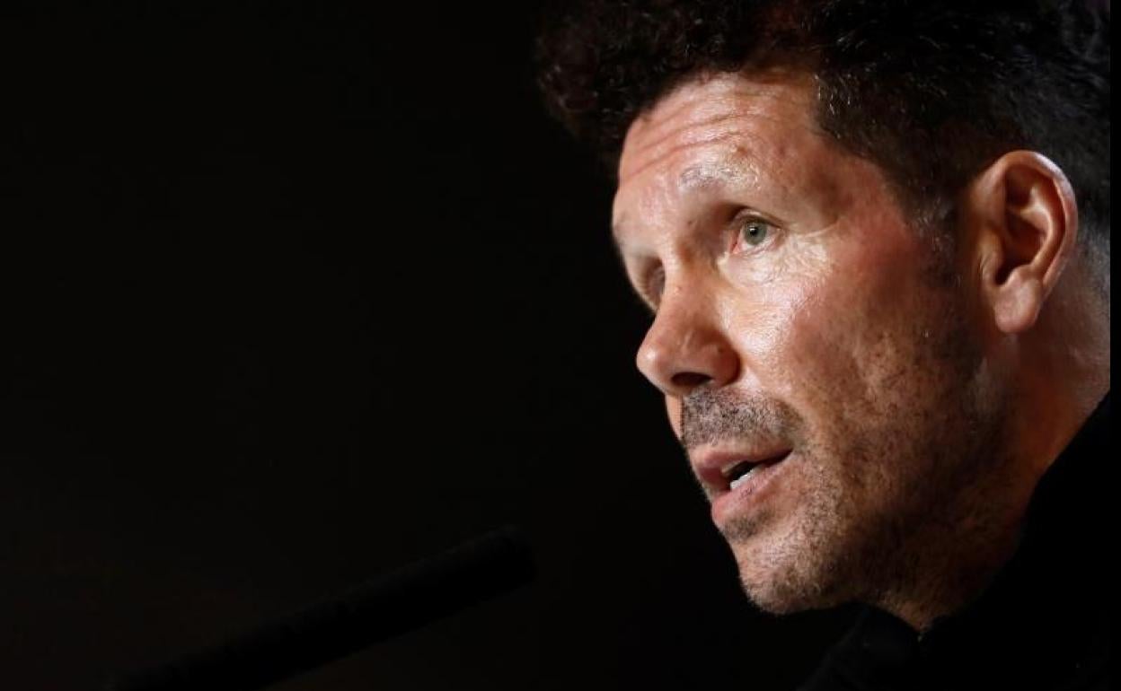 Diego Pablo Simeone, entrenador del Atlético, en conferencia de prensa. 