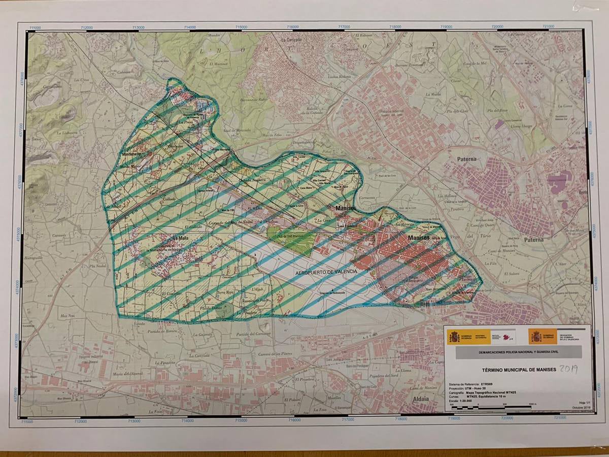 Manises ya dependía de la Policía Nacional, que ahora asume todo el término municipal, incluido el aeropuerto y las zonas no urbanas. Nuevas demarcaciones de la Policía Nacional y la Guardia Civil en la provincia de Valencia.