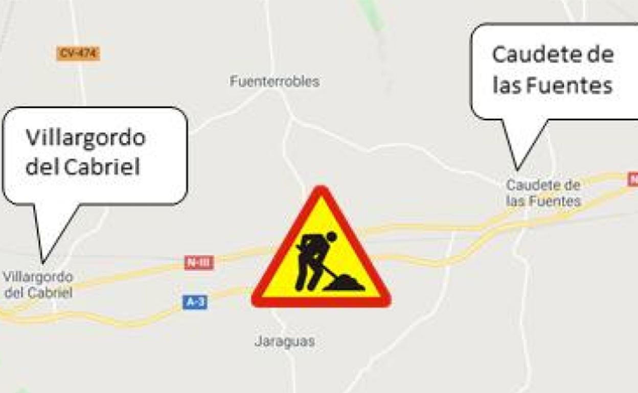 Tráfico avisa de desvíos en la autovía A-3 en Valencia por obras a partir del lunes