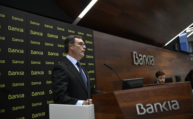 El consejero delegado de Bankia, José Sevilla, durante su intervención en la presentación de los resultados de la entidad bancaria correspondientes a los primeros nueve meses del año