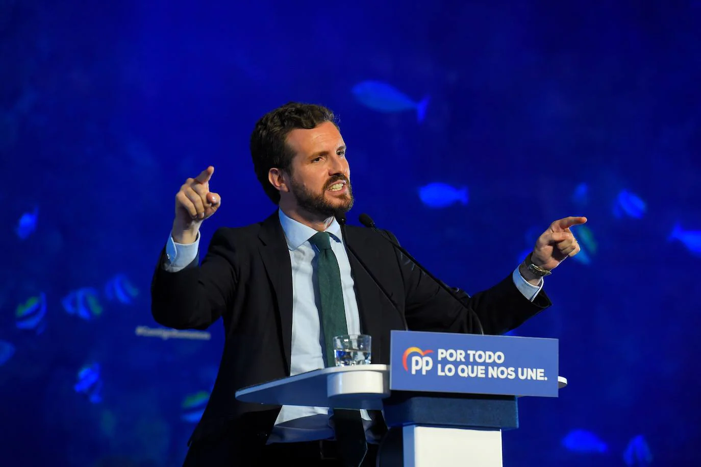 El líder del Partido Popular protagoniza un acto en el Auditorio Mar Rojo del Oceanogràfic de Valencia por las Elecciones Generales del 10N.