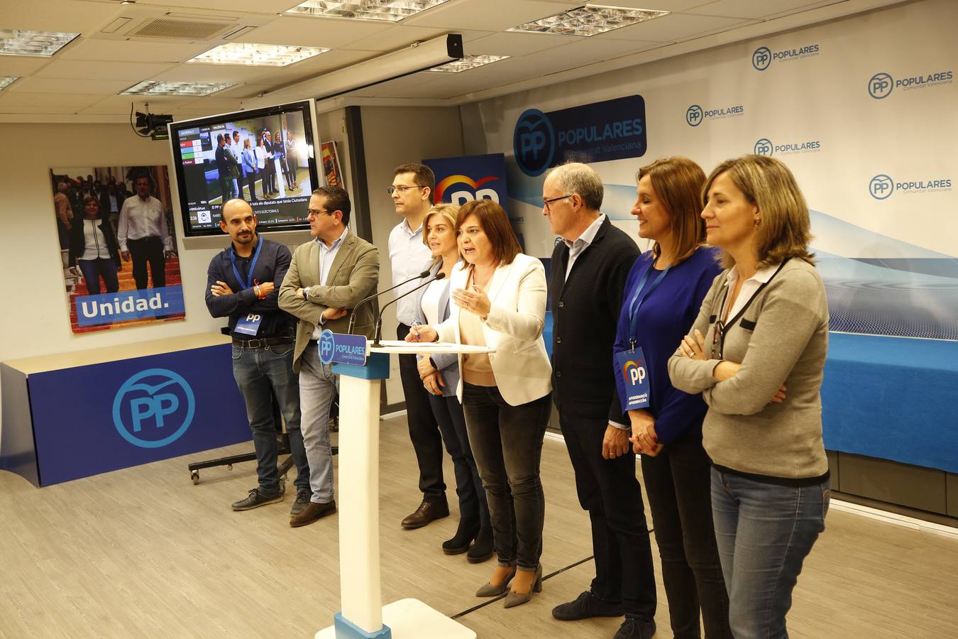 Noche electoral en la sede del PP valenciano. 