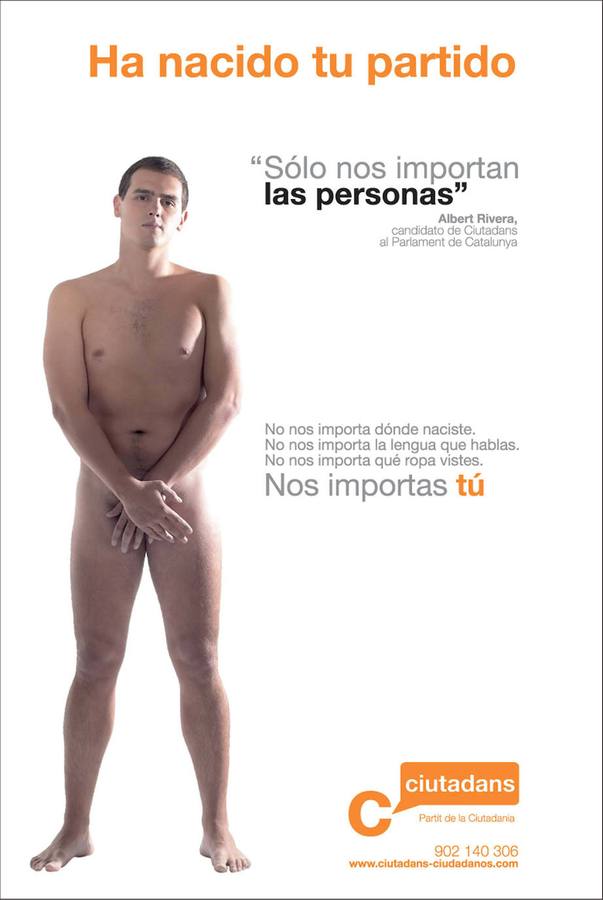 La foto con la que dio el salto a la fama en la política. Rivera se presentó de esta forma en el cartel electoral para las elecciones catalanas de 2006.