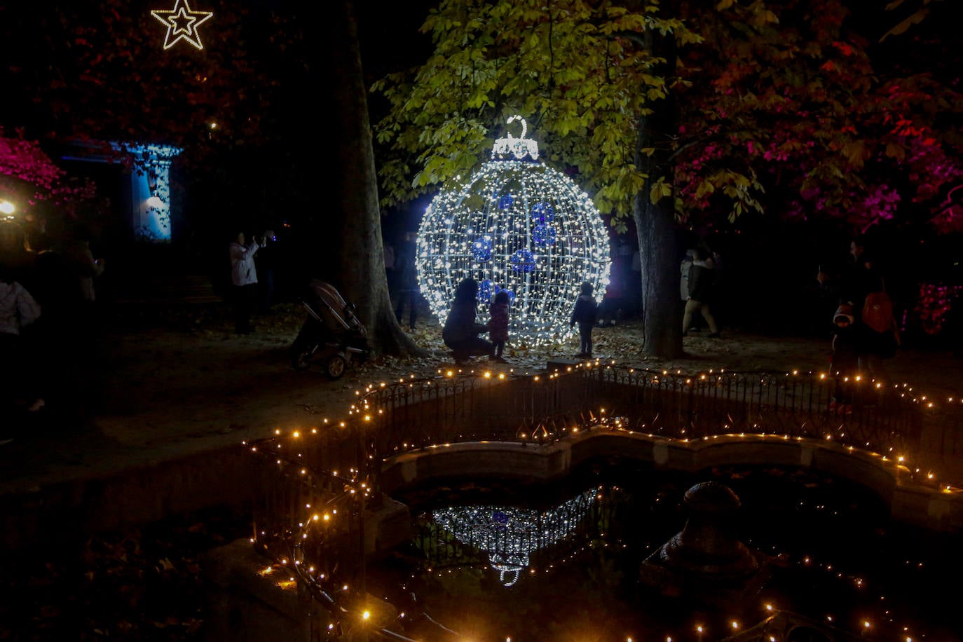 Iluminación del espectáculo 'Las Luces del Real Jardín Botánico', que tras su paso por Londres, Berlín, Stuttgart y Dresde llega a Madrid para convertir este espacio verde del centro de la capital en un lugar de ambiente navideño. 