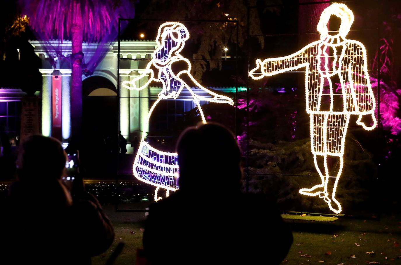 Iluminación del espectáculo 'Las Luces del Real Jardín Botánico', que tras su paso por Londres, Berlín, Stuttgart y Dresde llega a Madrid para convertir este espacio verde del centro de la capital en un lugar de ambiente navideño. 