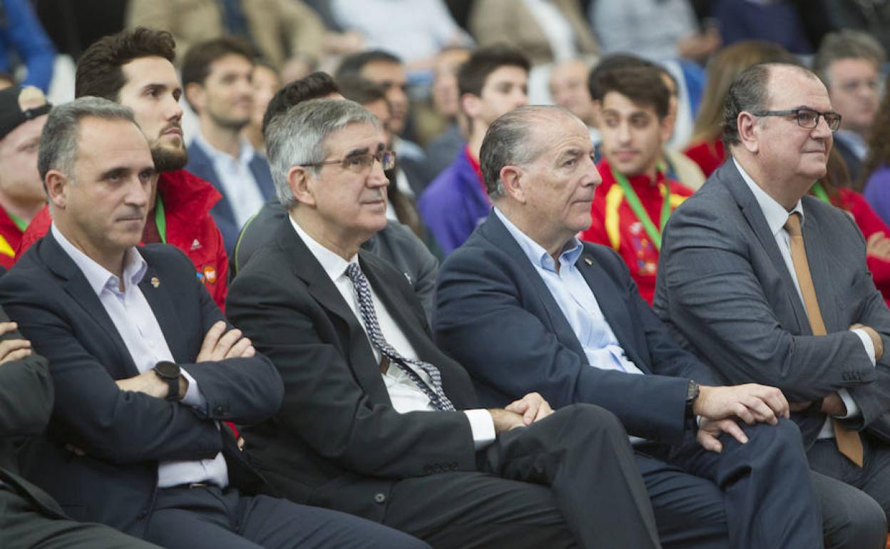 José Puentes, Jordi Bertomeu, Paco Raga y Vicente Solá, en una presentación del Proyecto FER en L'Alqueria 