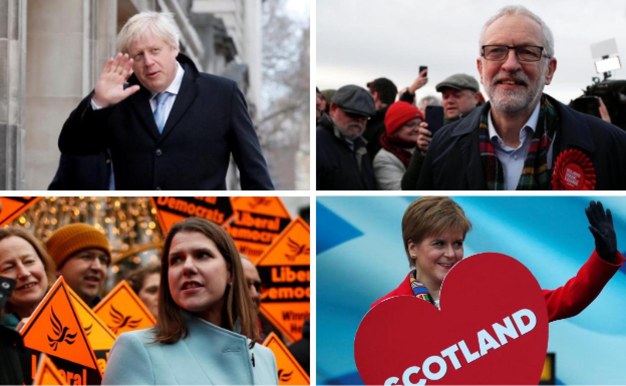 Boris Johnson, Jeremy Corbyn, Jo Swinson y Nicola Sturgeon. 