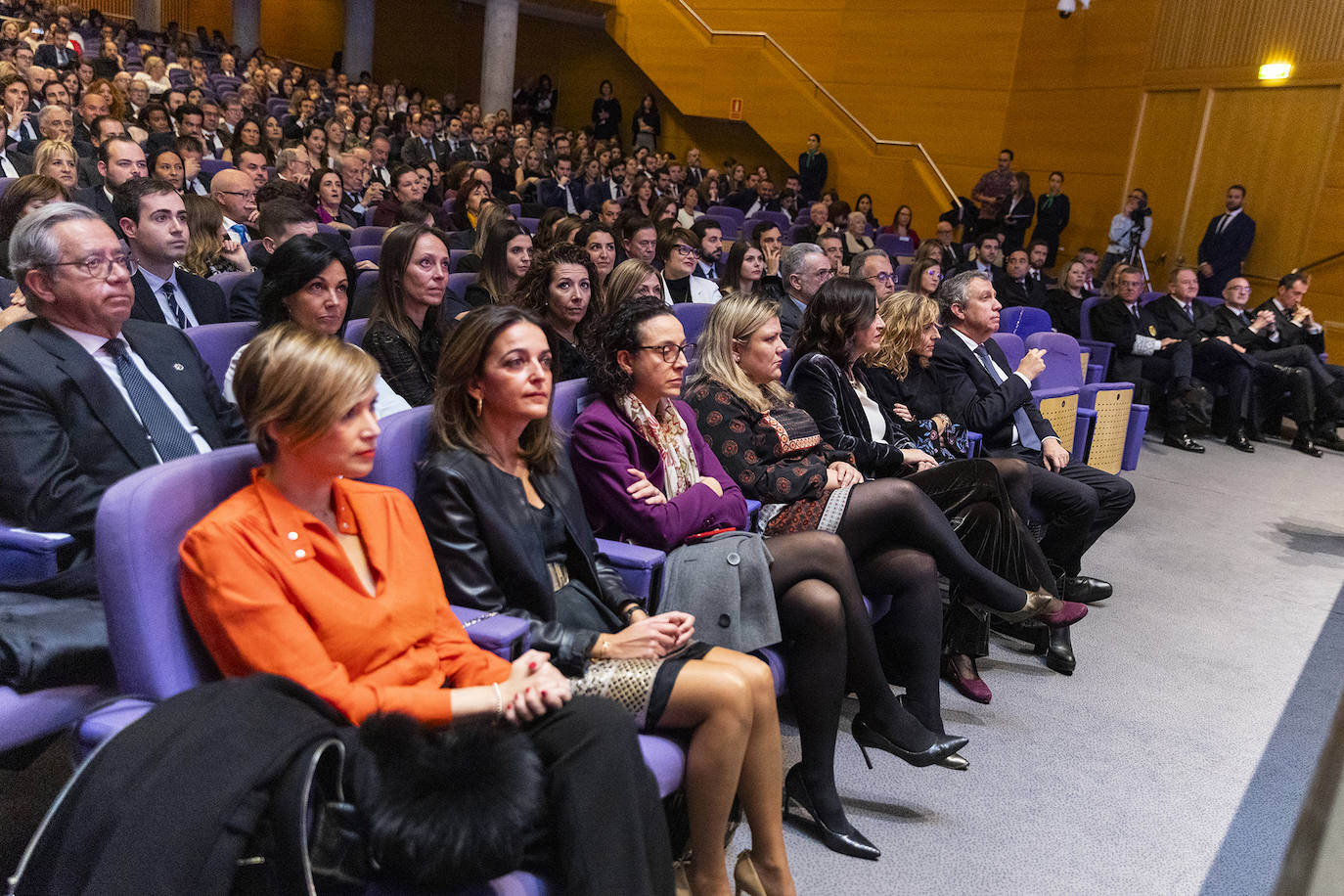 El Colegio de Abogados de Valencia celebró el acto de jura o promesa de los nuevos letrados que han entrado a formar parte de la institución, en un evento en el que se dieron cita alrededor de un millar de profesionales. En el marco del evento, celebrado el pasado viernes, la decana de la institución, Auxiliadora Borja, entregó la Gran Cruz al Mérito en el servicio a la Abogacía Valenciana al exdecano del colegio, Rafael Bonmatí Llorens. Rafael Guía, Pilar Colomer, Pilar Jové, Guillermo Belenguer y Rafael Verdera, ex miembros de la Junta de Gobierno de la entidad, recibieron, por su parte, las Medallas al Mérito en el Servicio a la Abogacía Valenciana.