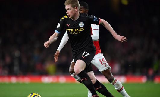 De Bruyne, en un partido ante el Arsenal. 