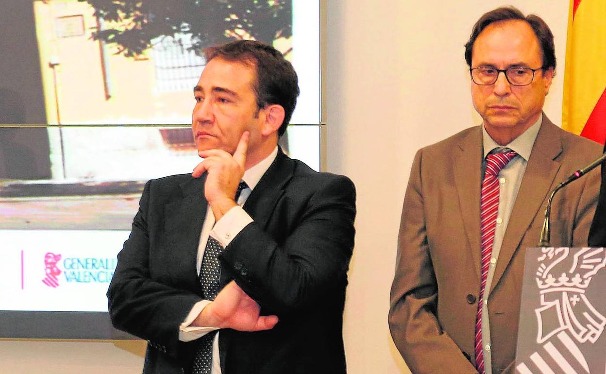 El director general del IVF, Manuel Illueca, junto al conseller y también presidente del IVF, Vicent Soler.