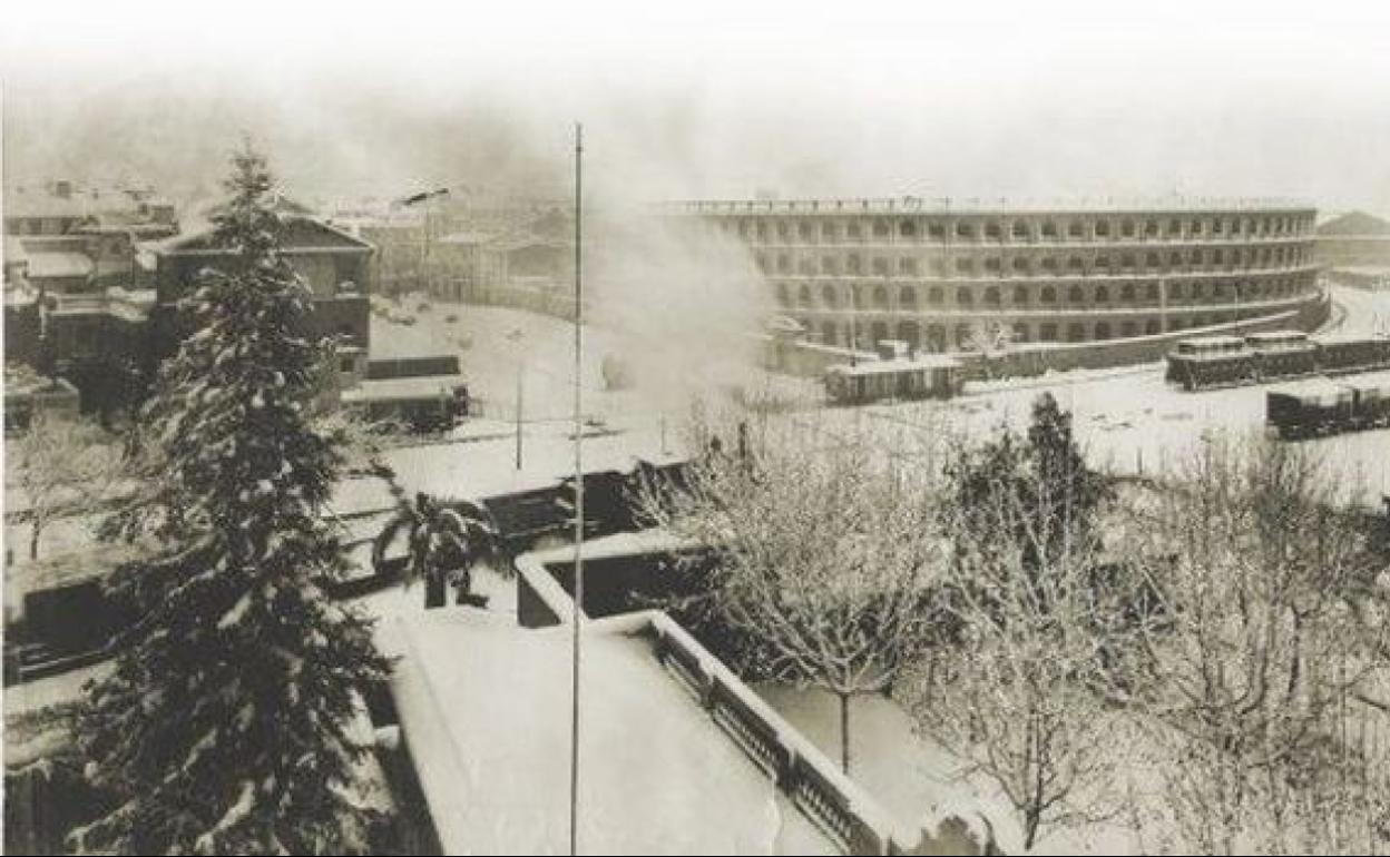 Valencia bajo la nieve, en una imagen antigua. 