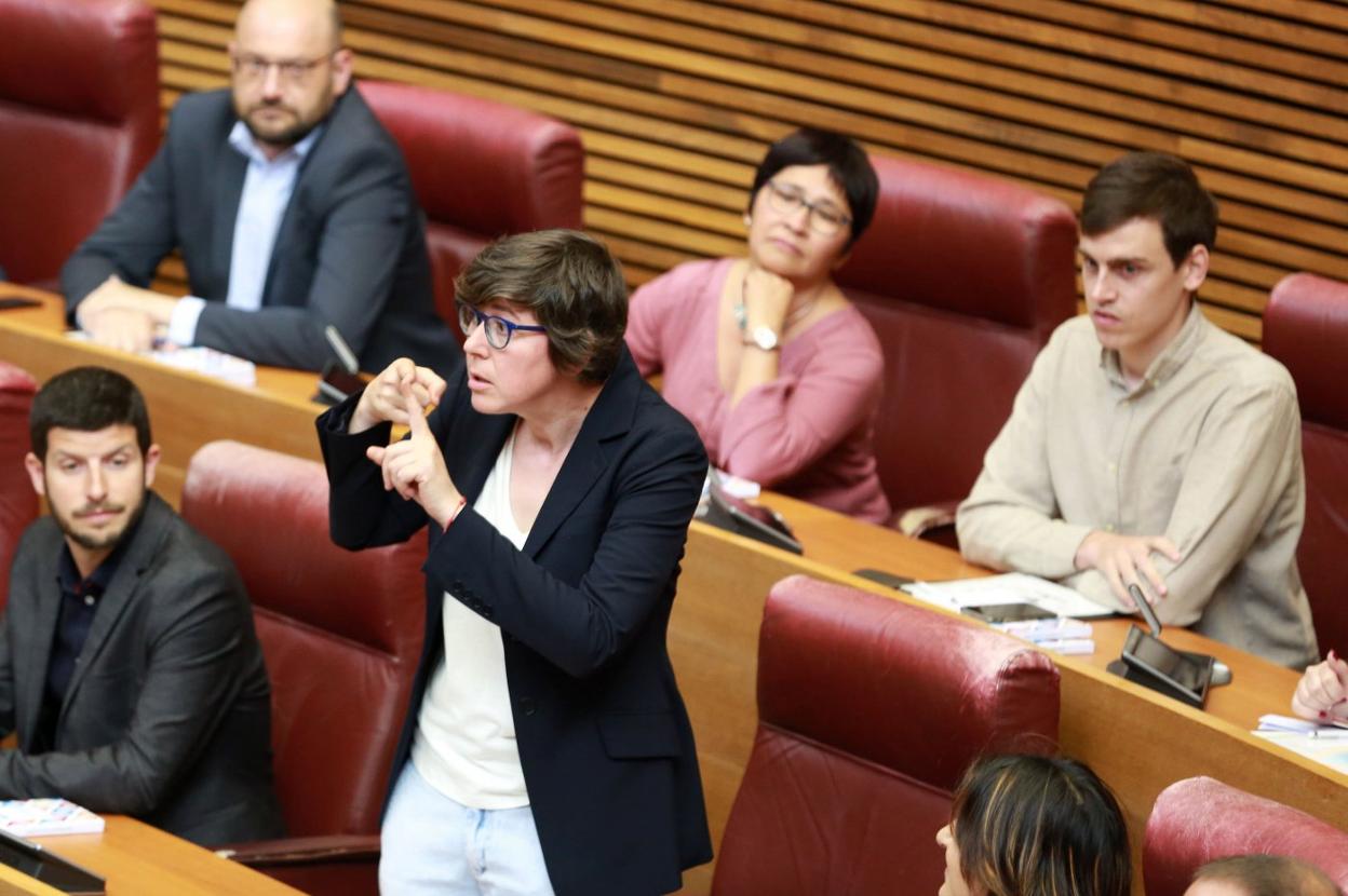 La diputada de Podemos Pilar Lima, durante una intervención en Les Corts. 