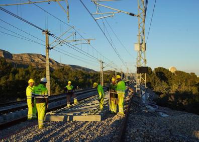 Imagen secundaria 1 - Tren Valencia - Barcelona | Así avanzan las últimas obras para recortar en 30 minutos el trayecto en tren Valencia-Barcelona