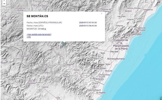 Terremoto de tres grados en el interior de Castellón