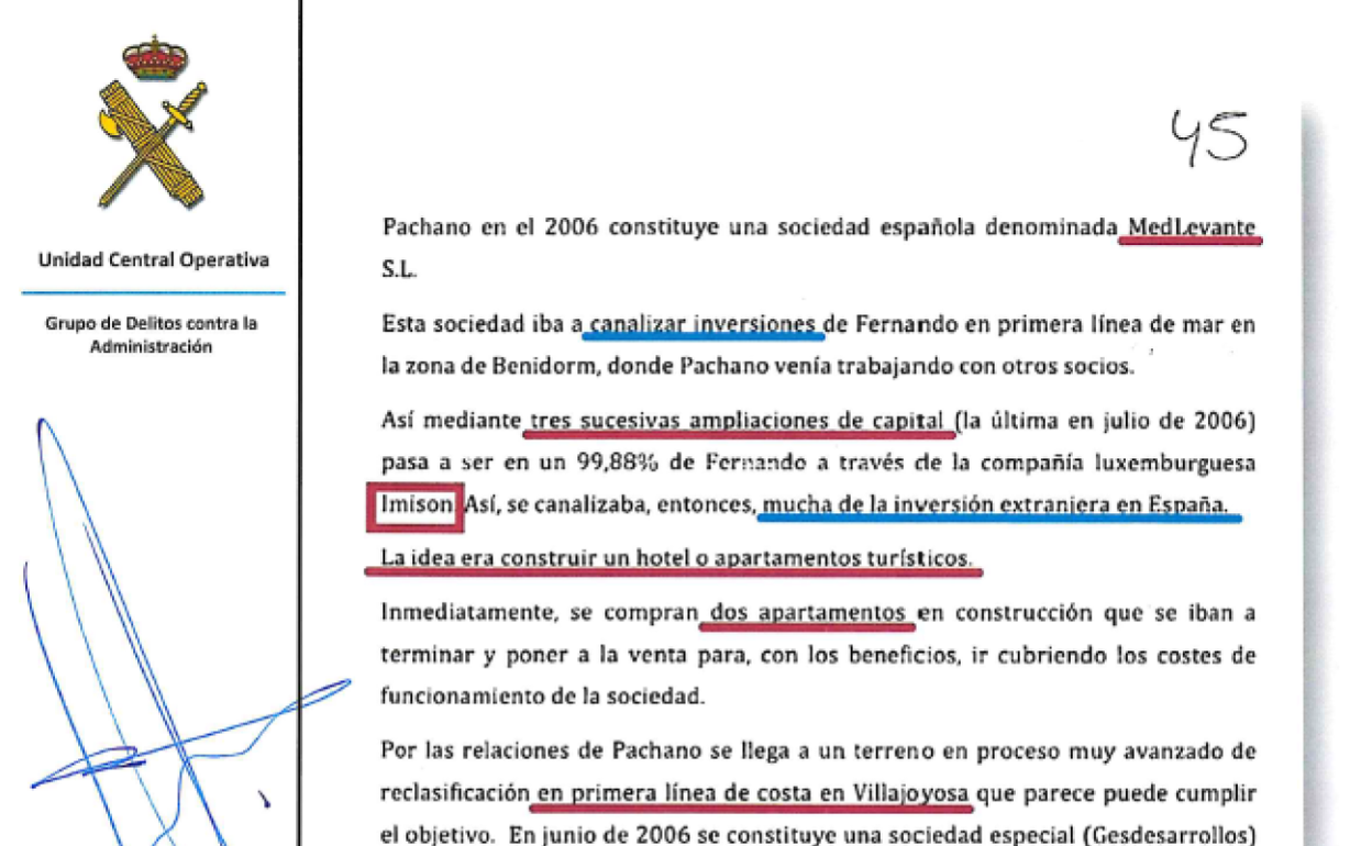 Documento hallado en el maletín de Zaplana.