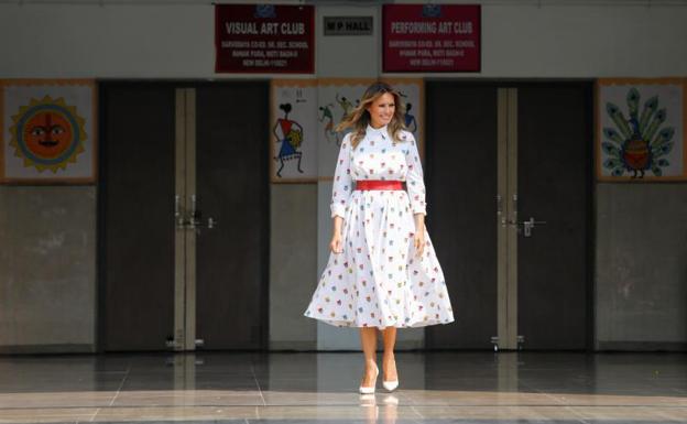 Melania, vestida de Carolina Herrera. 