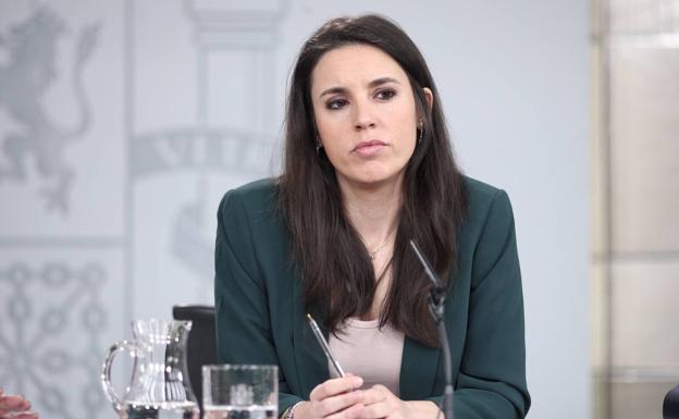 La ministra de Igualdad, Irene Montero, durante la rueda de prensa tras el Consejo de Ministros. 