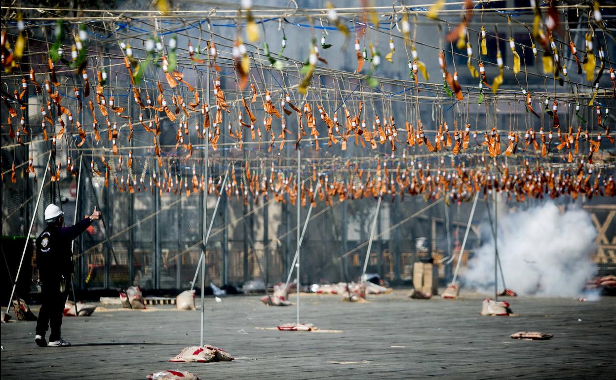 Mascletà de las Fallas 2020 de Valencia.