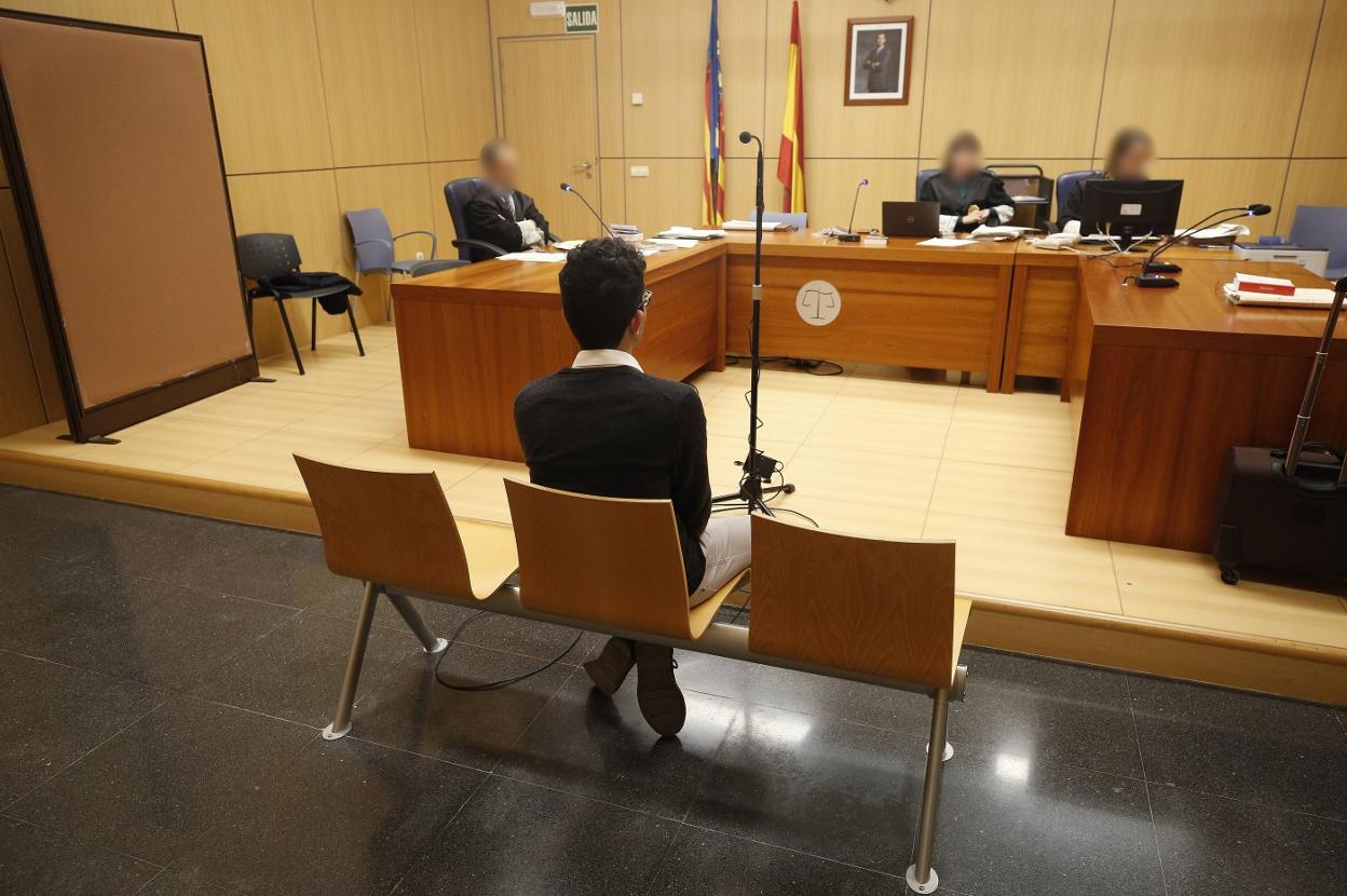 El joven que mató de noche un ave protegida en la Albufera, ayer en el juicio. jesús signes