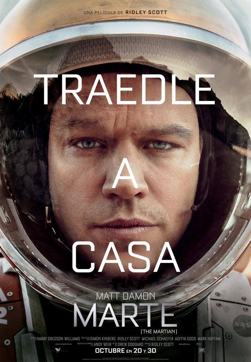 10. 'Marte' (2015). Un astronauta se queda aislado en Marte después de un accidente y de que sus compañeros le den por muerto. Con muy pocos medios, deberá recurrir a sus conocimientos, su sentido del humor y un gran instinto de supervivencia para sobrevivir.