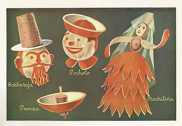 Ejemplo de manualidades hechas con naranjas y patatas. 