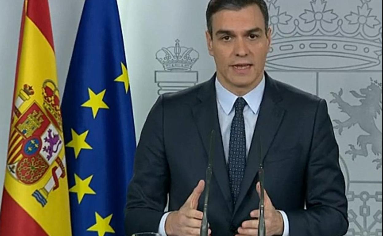 Pedro Sánchez, durante una comparecencia de prensa.