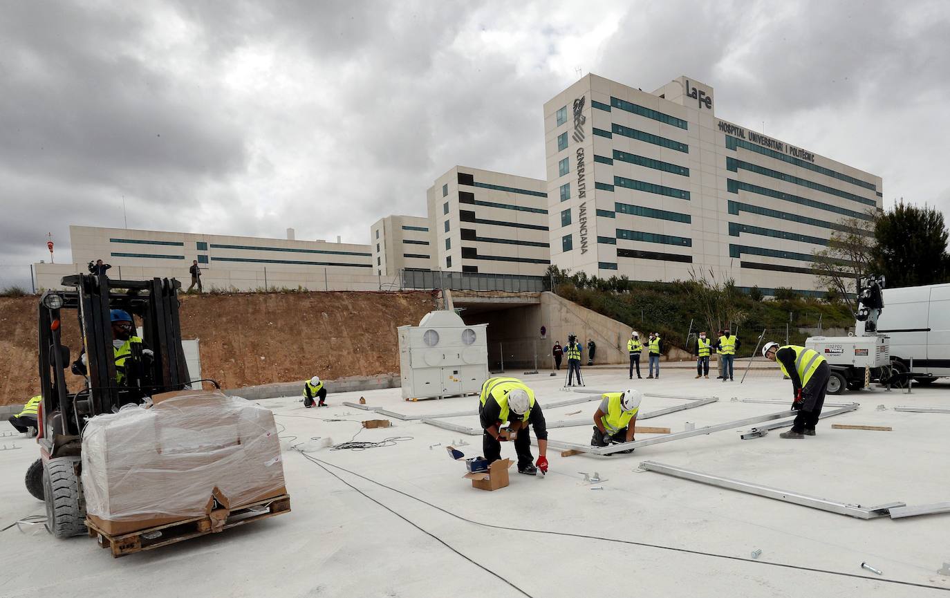 La crisis sanitaria de carácter mundial causada por el Covid-19 está desbordando el sistema hospitalario. El edificio, que se está construyendo junto al hospital La Fe, tendrá 500 camas.