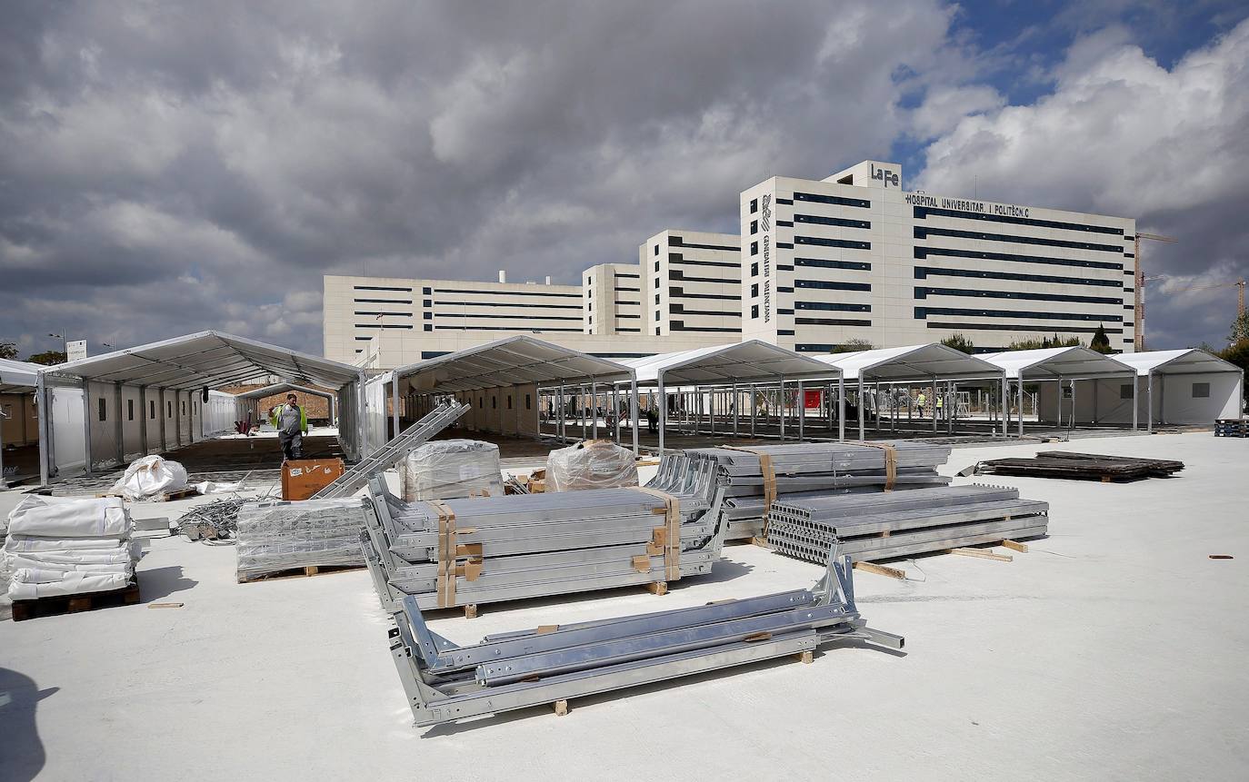 La crisis sanitaria de carácter mundial causada por el Covid-19 está desbordando el sistema hospitalario. El edificio, que se está construyendo junto al hospital La Fe, tendrá 500 camas.