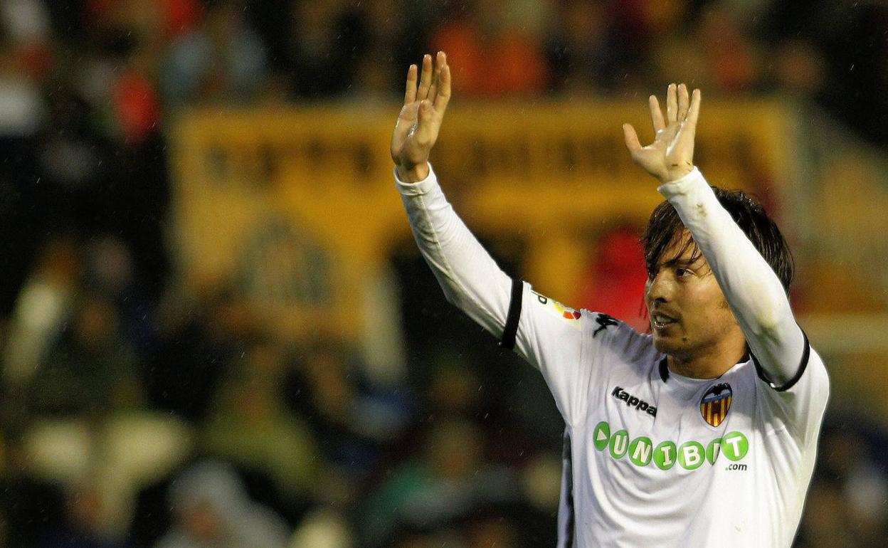 David Silva, en un partido con el Valencia de marzo de 2010