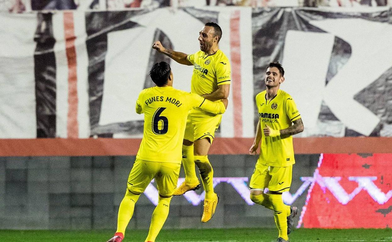 Cazorla celebra un gol contra el Rayo Vallecano, en Copa del Rey