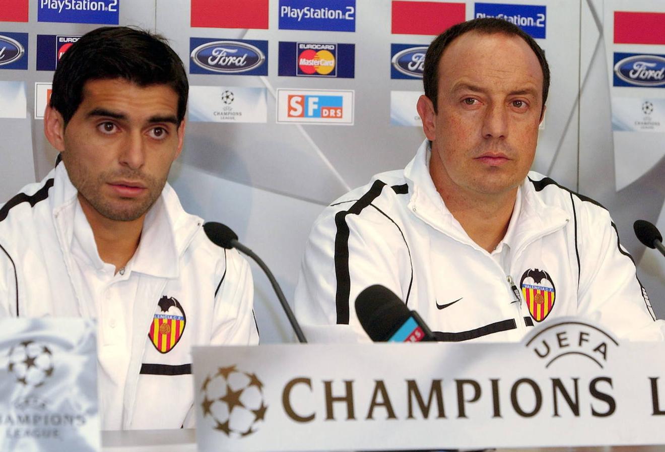 Ayala y Benítez, en la previa de un partido de Champions