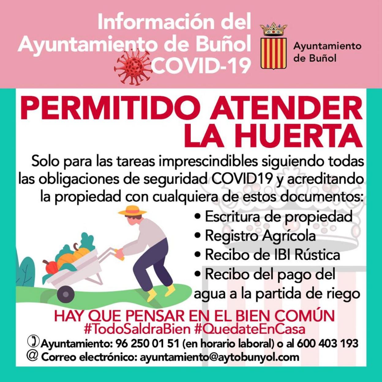 Los ayuntamientos ya dejan que se acuda a huertos domésticos