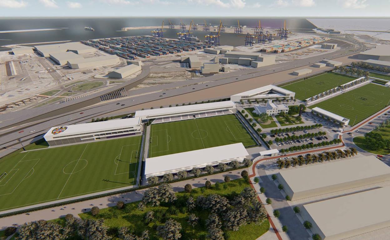 Figuración virtual de la futura ciudad deportiva de Nazaret.