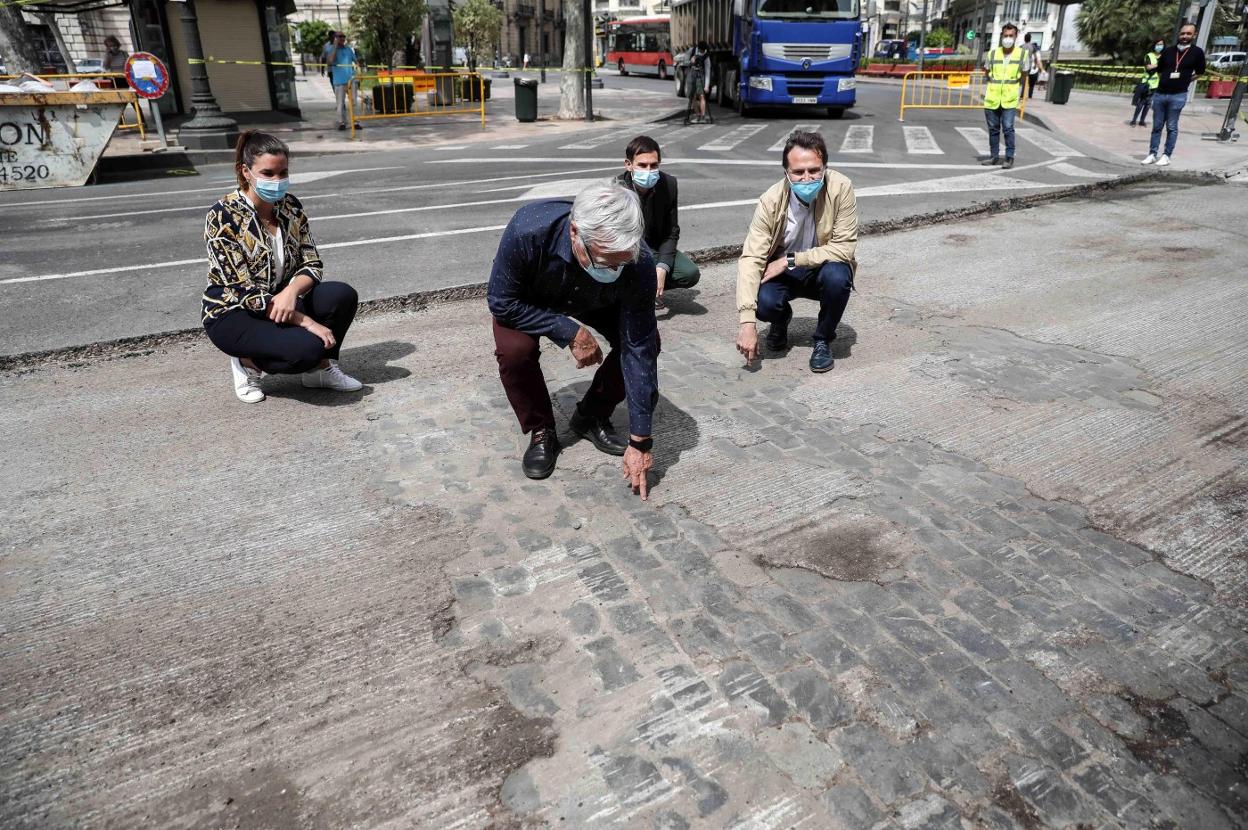 Sandra Gómez, Joan Ribó, Sergi Campillo y Giuseppe Grezzi visitan las obras. EFE