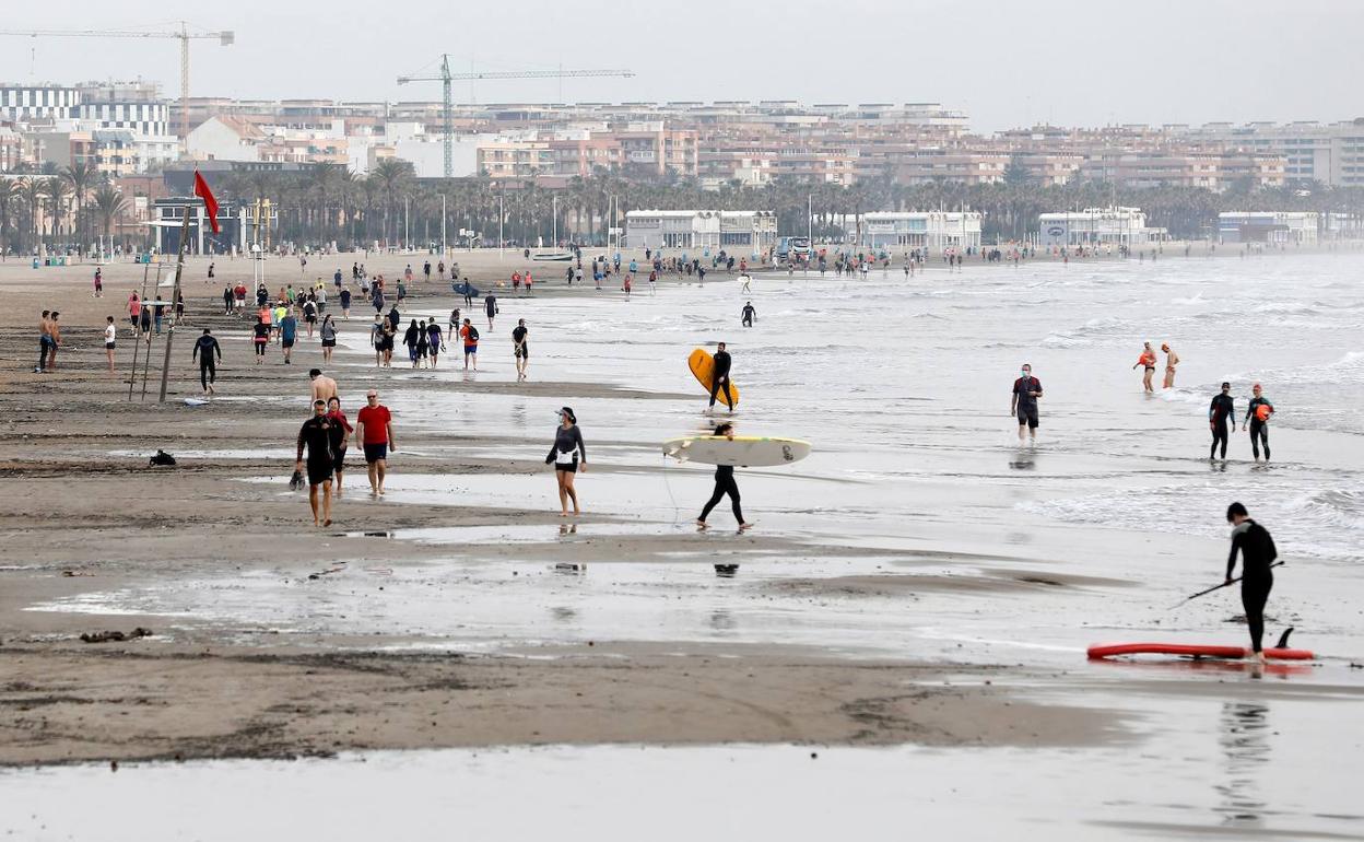 Playa de Valencia, ayer. 