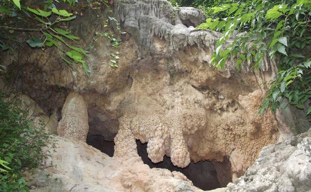 Imagen principal - Sendero y acceso a la cueva. 