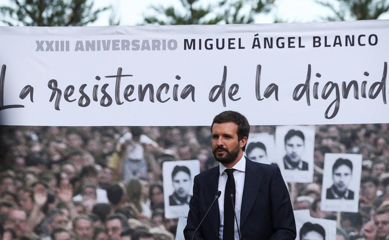 Pablo Casado, en el homenaje a Miguel Ángel Blanco celebrado en Madrid. 