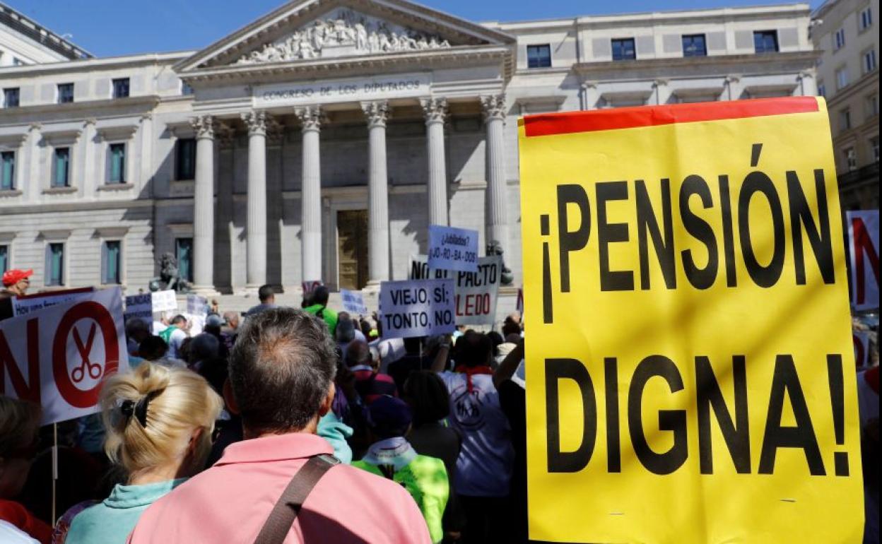 Protesta de pensionistas en Madrid.