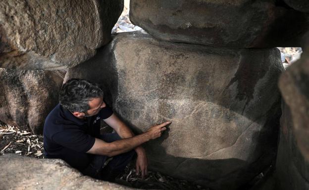 En una de las rocas se distinguen a seis animales con cuernos. 