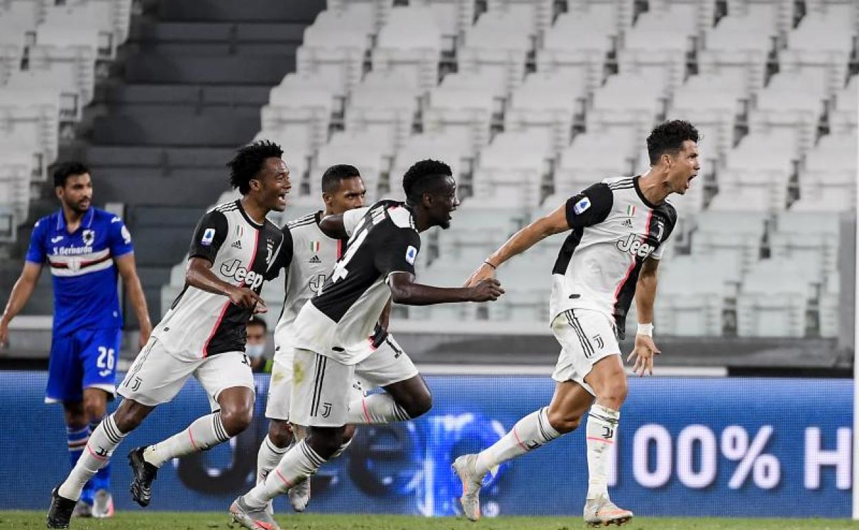 Cristiano Ronaldo celebra un gol clave ante la Juventus. 