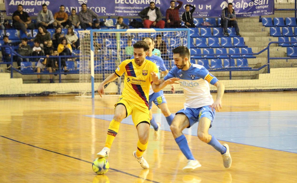 Xavi López, en uno de los partidos frente al Barcelona. 